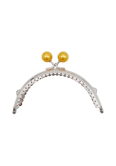 Angel Çanta Aksesuar 10.5 Cm Gümüş Metal Hardal Toplu Oval Cüzdan Klipsi Çanta Bursu Model 2