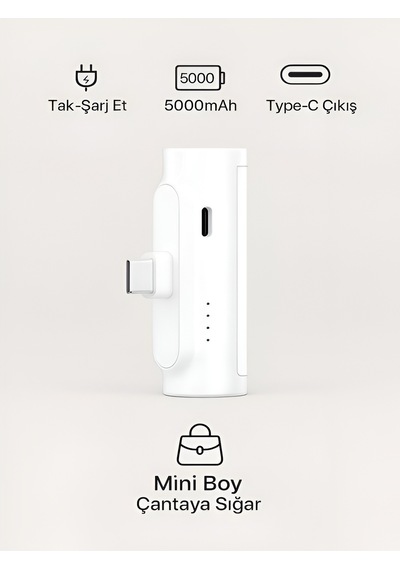 Çelikwork PWQ93 5000 Mah Elektronik Taşınabilir Batarya Powerbank Beyaz