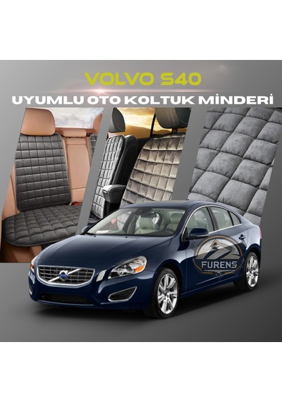 Volvo S40 Antrasit Renk Tay Tüyü Cepli & Terletmez Sırtlı Oto Koltuk Minder Seti - Koltuk Koruma Kılıfı Ön & Arka Tam Set