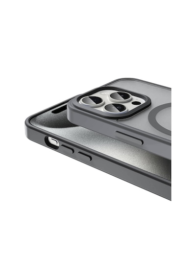 Goocamp Apple Uyumlu iPhone 15 Pro Max Kılıf Magsafe Şarj Özellikli Mat Arka Yüzey Sio Kapak-gri Gri