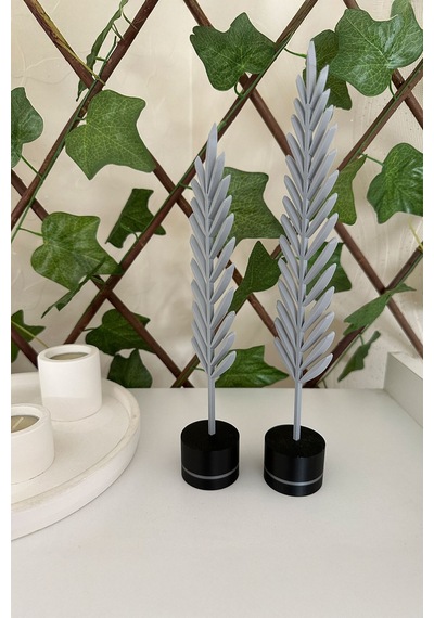 Modern Minimalist Doğa Temalı Yaprak Seti Gümüş Gri Renkli Dekoratif Obje Gümüş Gri - 698301863