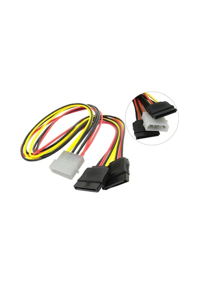 Koodmax 5 Adet Sata Power Kablosu 2 Li 15cm Çoklayıcı Güçlendirilmiş Bakır Kablo