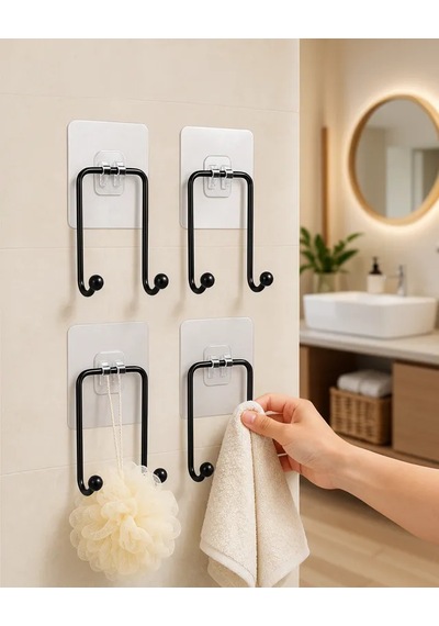 Astraltech 4'lü Yapışkanlı Duvar Askısı Mutfak Banyo Çok Renkli