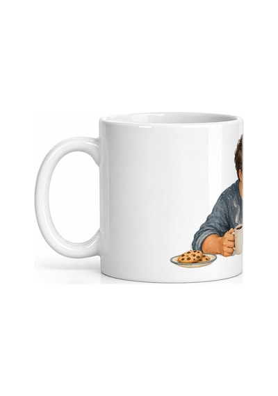Seramik Kupa Baba Ve Çocuk Temalı Baskılı 300 Ml Hediyelik Kahve Beyaz