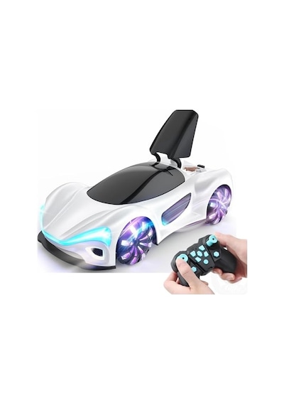 Giffy/oyuncak 2.4 Ghz Uzaktan Kumandalı Şarjlı Elektrikli Araba 4x4 Şarj İstasyonlu Buharlı Led Işıklı Sesli Müzikli Full Fonksiyon 4 Çeker Drift Atabilen 1200 Mah Şarjlı Pilli Premium Beyaz