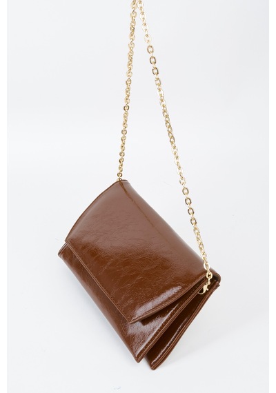 Vivaq Kadın Kahve Zarf Tasarım 2 Bölmeli Mini Zincir Askılı Çıt Çıt Kapama Clutch Ve El Çantası Kahverengi