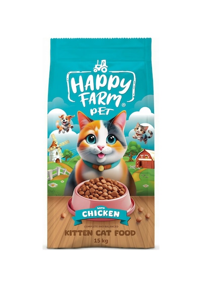 Happy Farm Yavru Kedi Maması Tavuk Etli Kitten 15 Kg
