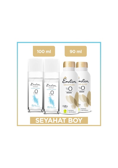 Emotion Gold Bliss Deodorant 2x90ml & Ocean Fresh Pump Sprey Deodorant 2x100 Ml Seyahat Seti