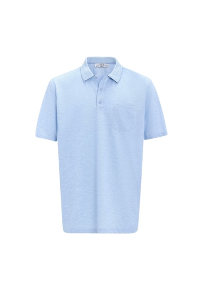 Süvari Saks Mavi Regular Armürlü Polo Yaka Tişört-37187 Saks Mavi