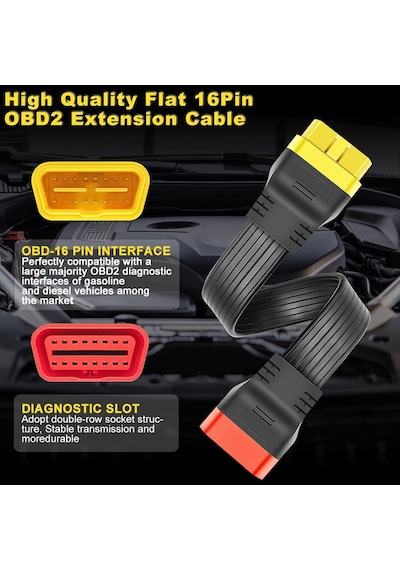 Obd Uzatma Kablo Konnektörü Obd2 Tanılama Kablosu Vstm Oto Obdii Kablo Uzatılmış Adaptör Obd2 Uzatma Kablo Uzatma Kablosu Obd 16 Pin 36 Cm