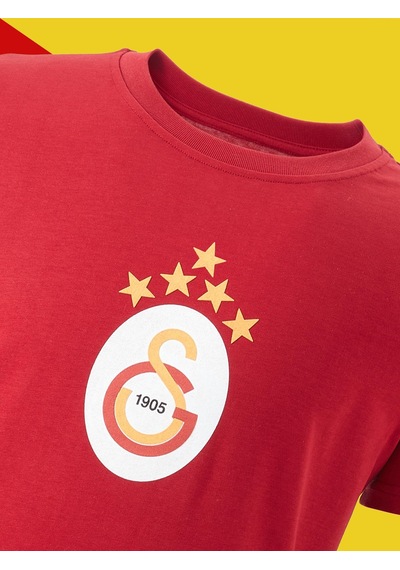 Gsstore Galatasaray Lisanslı 5 Yıldızlı Özel Kırmızı T-shirt Kırmızı
