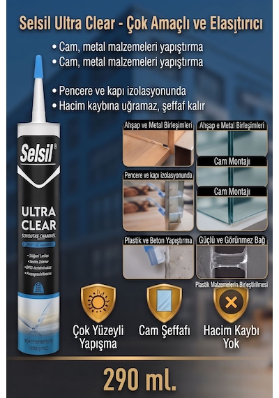Ultra Clear Kristal Şeffaf Montaj Yapıştırıcı 290 Ml Şeffaf