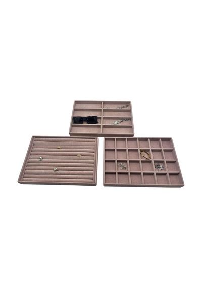 Bern Model Süet Kumaş Pembe Renk 34/24 Cm 3 Lü Takımtakı Sergileme Standı