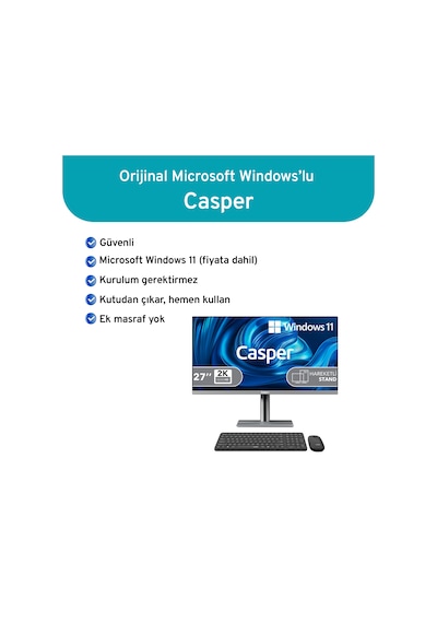 Casper Nirvana  A87.1362-CX00A-V-G  i7-13620H 24 GB  2 TB NVME SSD W11H AIO Masaüstü Bilgisayar