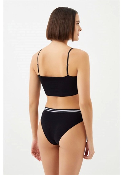 Cottonhill Siyah Renk Spor Kesim %90 Pamuklu Kadın Bikini Külot Siyah