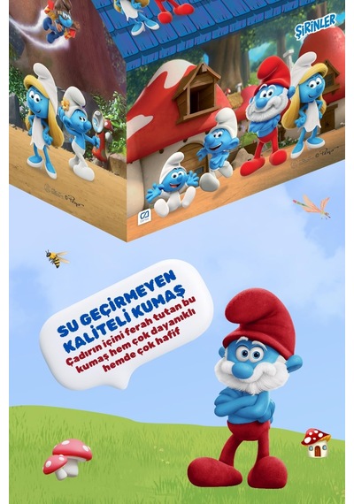 Ca Games Şirinler - Smurfs Temalı Lisanslı Kaliteli Kumaşlı 2 Kişilik Kolay Kurulum Eğlenceli Çocuk Oyun Çadırı Açık Mavi