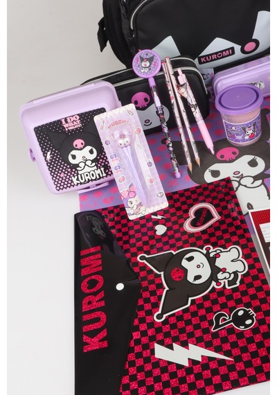 X Dekomus Lisanslı Kuromi Dark Delight Collection Full Kırtasiye Seti Okul Ve Kalem Çantası,beslenme Kabı,matara Altın