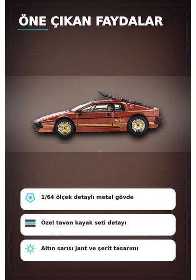 Blister Paketli 1/64 Ölçek Lotus Esprit Turbo Diecast Model Araba - For Your Eyes Only Bx-313362