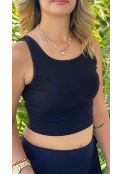 Afri Kadın Siyah Basic Ribana Atlet Crop Likralı Spor Üst Siyah