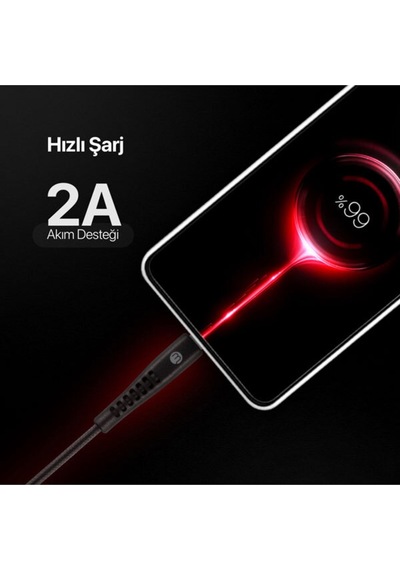 Mojue Ekstra Dayanıklı Ve Uzun 300 CM USB-A - Apple Uyumlu iPhone Lightning 2A Şarj Kablosu Siyah