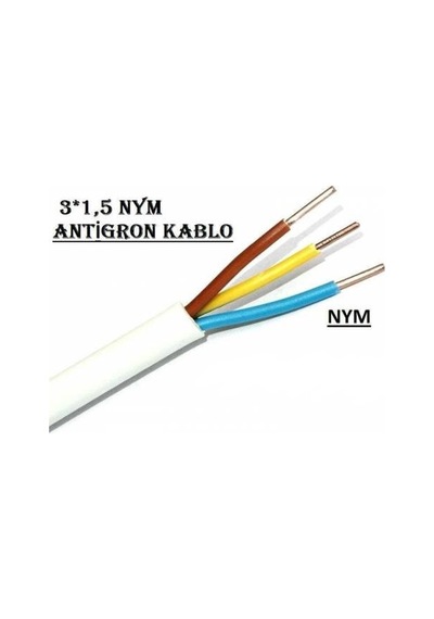 3X1.5 Nym Antigron Topraklı Kablo Tam Bakır 100 Metre