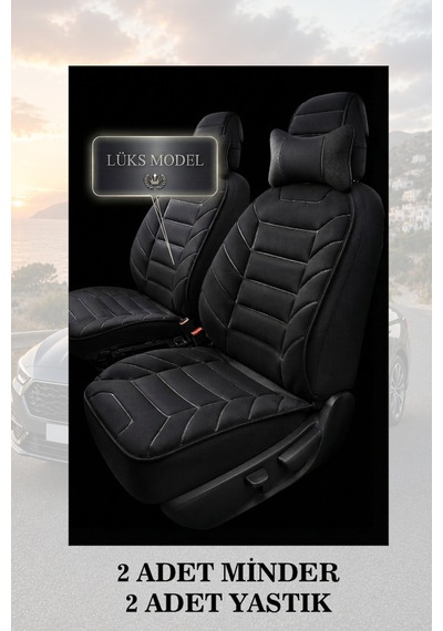 Renault Clio 3 2014 Uyumlu Lüks Premium Siyah Renk 2 Adet Minder Ve Yastık