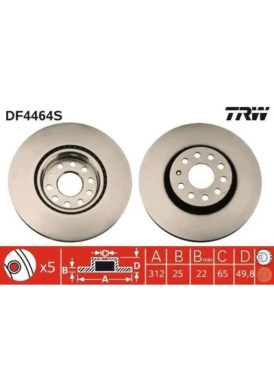 Seat Ateca Fren Diski On 2016-2024 Trw Df4464s 2adettir