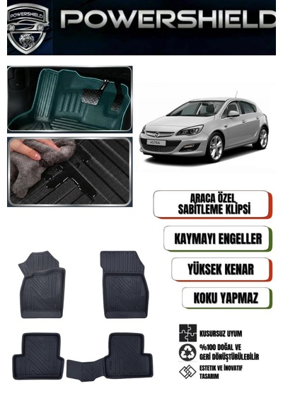 Powershıeld Opel Astra J Kasa Hatchback 2009 Sonrası Araca Özel Premium 5d Havuzlu Oto Paspas Takımı