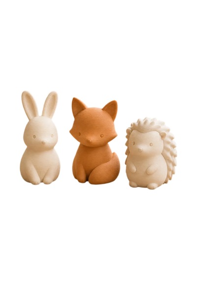 3 Parçalı Orman Hayvanları Figür Seti Tavşan Tilki Kirpi Biblo 8x6 Cm