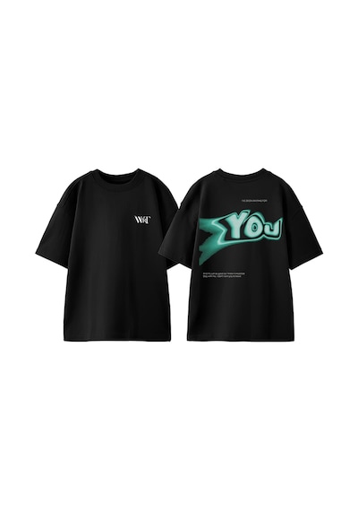 Thewert I Ve Been Waıtıng For You Tasarım Sırt Baskılı Pamuk Siyah Oversize T-shirt