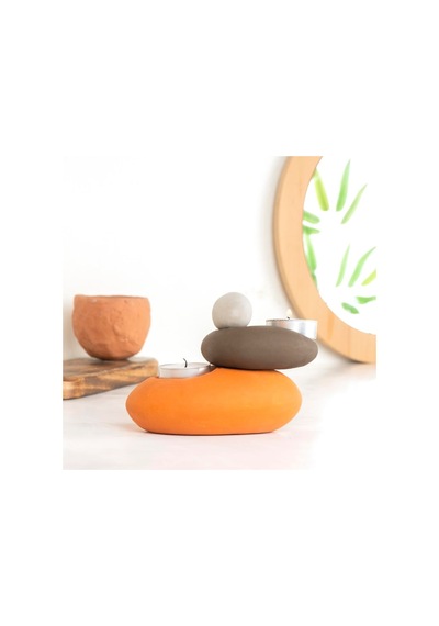 Mitr Özel Tasarım El Yapımı 2'li Tealight Mumluk Renkli