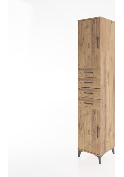 Hyperion Dolap 3 Raflı 4 Çekmeceli 2 Kapaklı 44x44x221 Çam-çam Çam