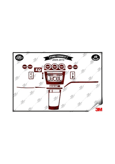 Ford Connect 2009-2014 Torpido Konsol Trim Göğüs Maun Kaplama Set 49 Parça Maun