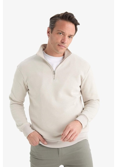 Defacto Regular Fit Dik Yaka Yarım Fermuarlı İçi Yumuşak Tüylü Basic Düz Sweatshirt X7405az25aubg766 Bej