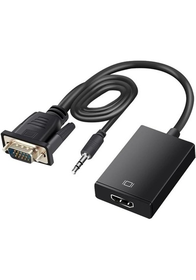 Hdmı To Vga Dönüştürücü Kablo Ses Çıkışlı, Full Hd 1080p, Tak Çalıştır
