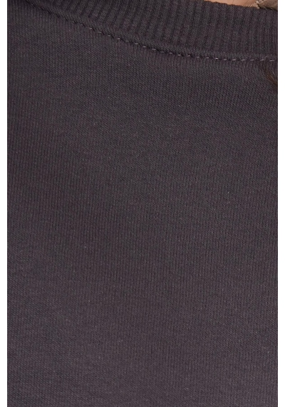Tudors Kadın Oversize Geniş Kesim Pamuklu Bisiklet Yaka Füme Sweatshirt-39927 Füme