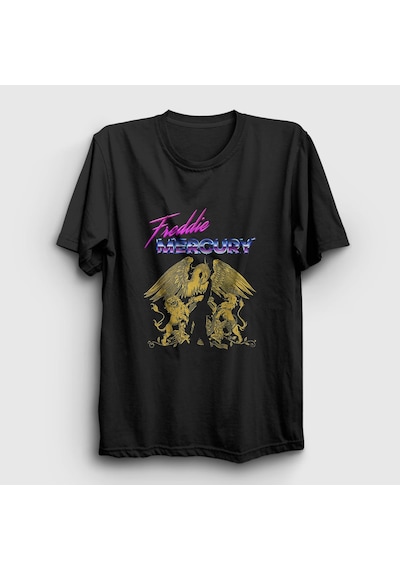 Presmono Unisex Queen Freddie Mercury T-shirt Siyah