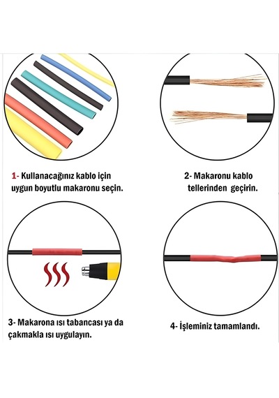 560 Parça Makaron Seti Isı İle Daralan Makaron Renkli Kablo Tamir Onarım Set Kılıf Cırt Cırt