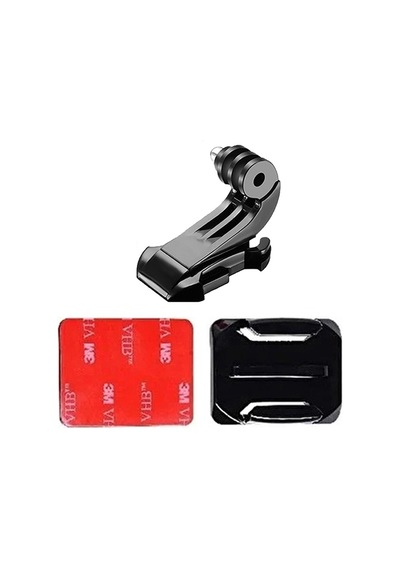 Gplus Bs03kj 3 Parça Oval Zemin Kavisli Yüzey J-hook Aksiyon Kamera 3m Yapışkan Motor Kask Bağlantı Seti Siyah