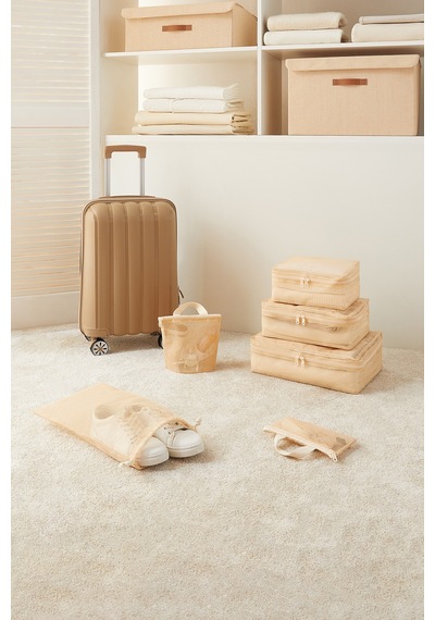 Ocean Home Textile 6'lı Bej Renk File Bavul İçi Düzenleyici Set Bej