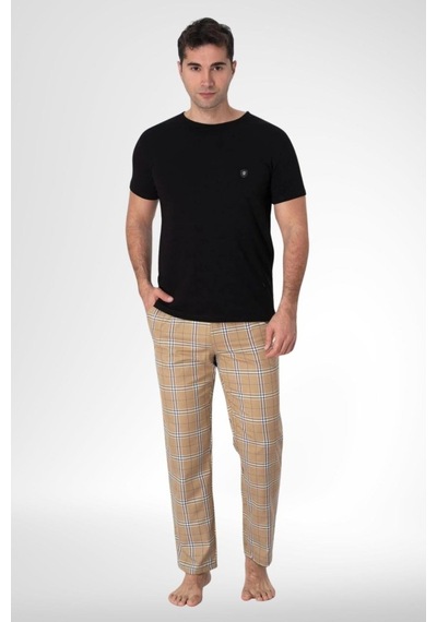 Mecit Pijama Mecit 2909 Siyah Ekoseli Erkek Büyük Beden Pijama Takımı