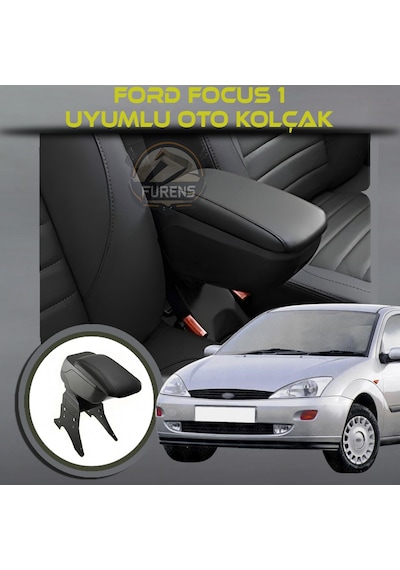 Ford Focus 1 Uyumlu Kol Dayama Ve Kolçak Sürgülü Bardaklıklı Ayarlanabilir Siyah Deri