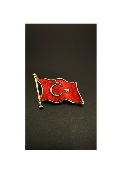 Kristal Işıltılı Ve Mine İşçilikli Ay Yıldız Yaka İğnesi Çok Renkli