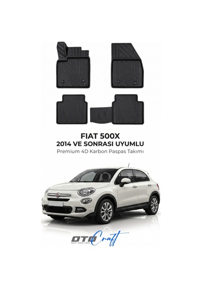Otocraft Fiat 500x 2014+ Araca Özel 4d Karbon Oto Paspas Havuzlu Tam Set