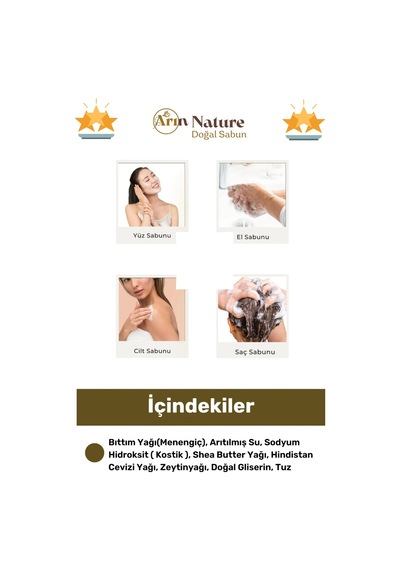 Bıttım %100 Doğal Güzel Kokulu El Yüz Saç Vücut Orijinal Bitkisel Siirt Bıttım Sabunu 120g - 9 Adet Karışık