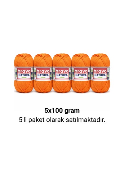 Natura Cotton Turuncu 702 Pamuk İplik 100gr 200mt Örgü İpi Amigurumi İpi