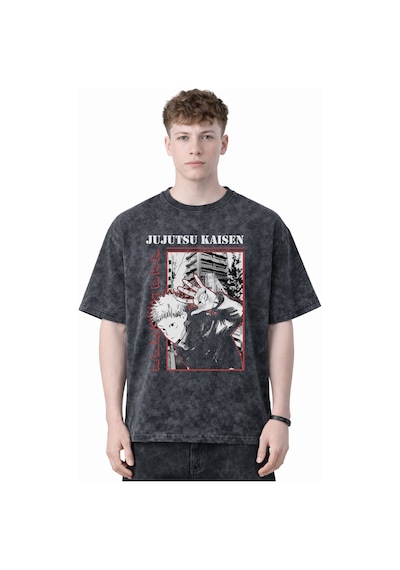 Tasarım Jujutsu Kaisen Itadori Yuji Anime Baskılı Unisex Oversize Siyah
