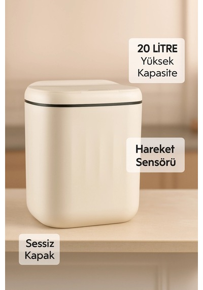 20l Sensörlü Akıllı Çöp Kovası Otomatik Kapaklı, Banyo Mutfak 4 Pil Yanında Çok Renkli