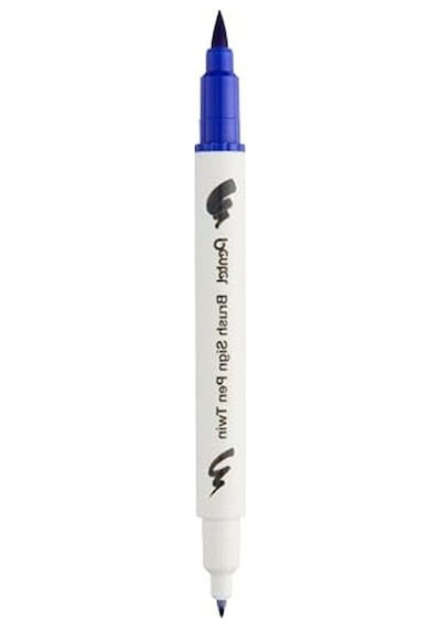 Mavi Renkli Çift Taraflı Fırça Uçlu Kalem, Brush Sing Pen Twin