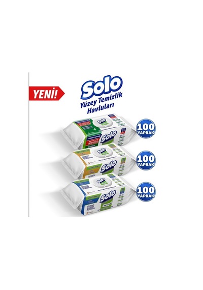 Yüzey Temizleme Mendili Üçlü Set 300 Yaprak 100'lü 3 Paket